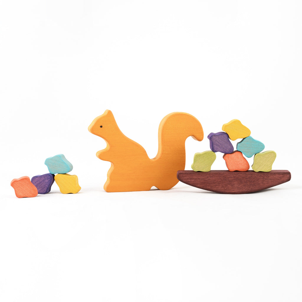 Wooden Squirrel with acorns Balancing toy