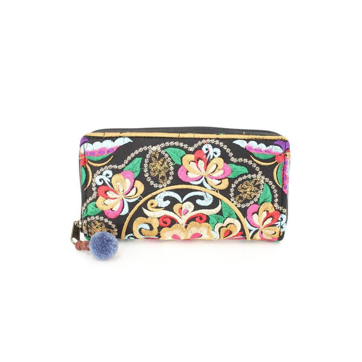 Bali Flower Embroidered Wallet - Thailand Bags La Vie Bien Bali Flower Embroidered Wallet - Thailand