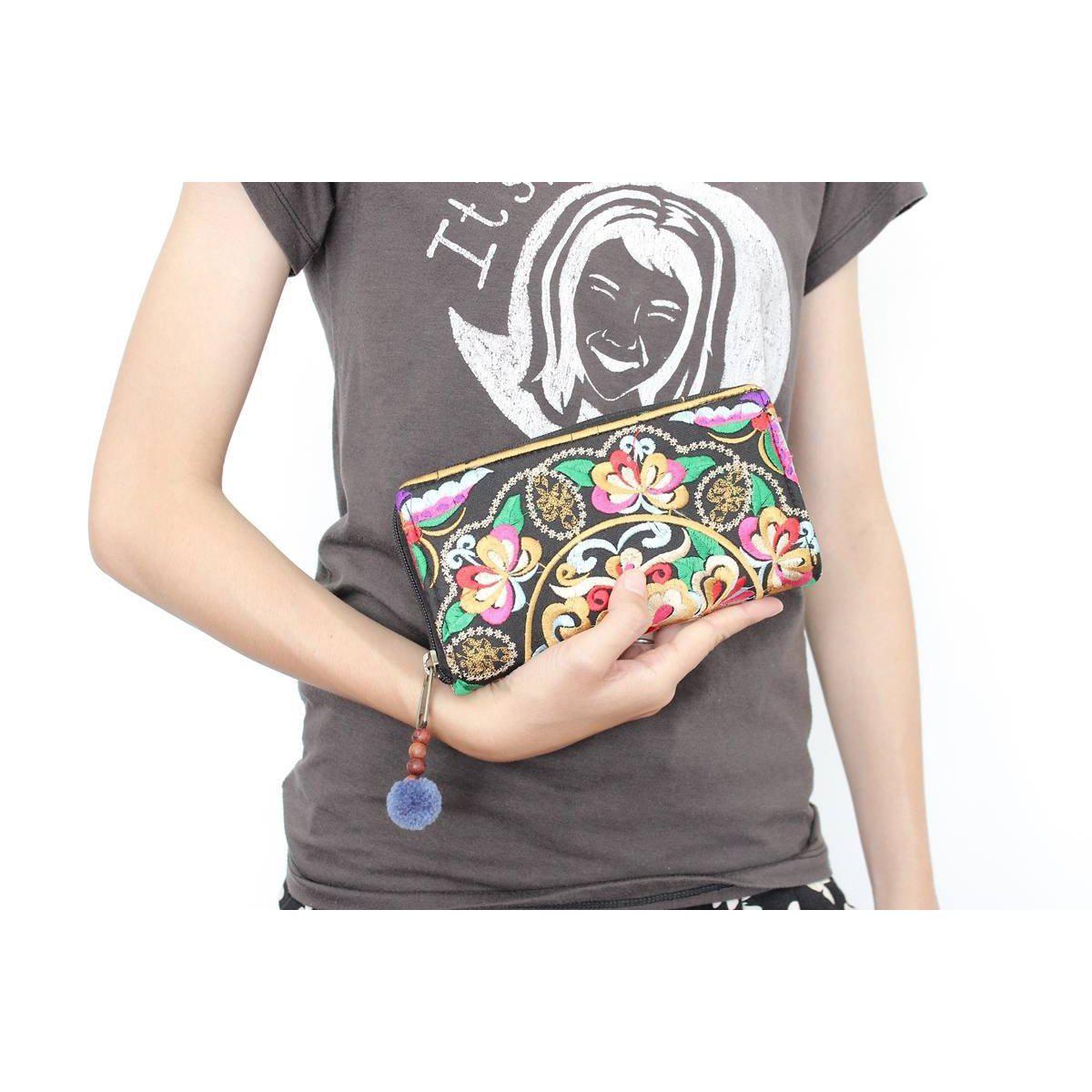 Bali Flower Embroidered Wallet - Thailand Bags La Vie Bien Bali Flower Embroidered Wallet - Thailand