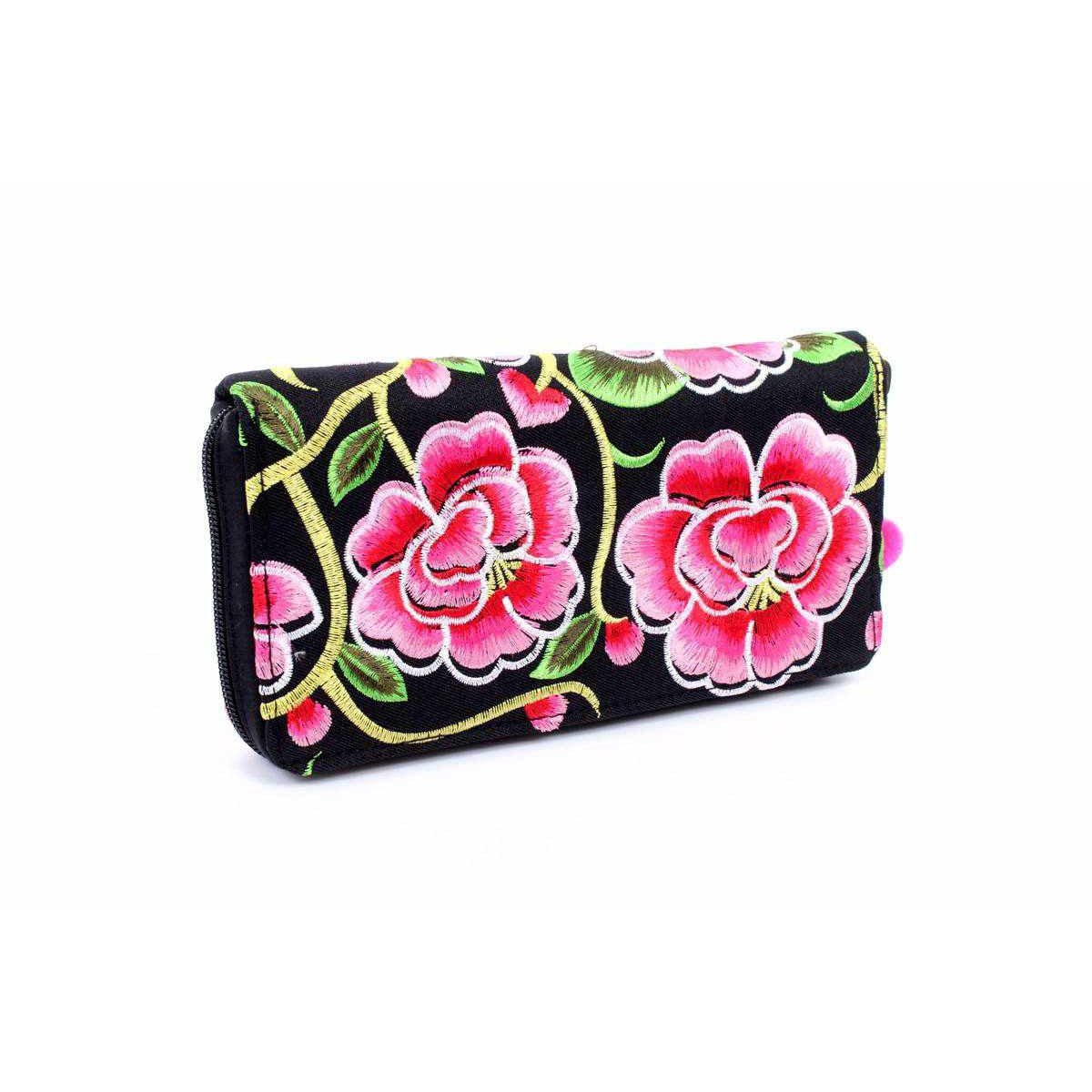 Bali Flower Embroidered Wallet - Thailand Bags La Vie Bien Bali Flower Embroidered Wallet - Thailand