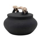 Bali Terracotta Container with Lid and Driftwood Handle by White Cliff Studio