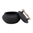 Bali Terracotta Container with Lid and Driftwood Handle by White Cliff Studio