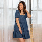 Balloon Sleeve Denim Baby Doll Dress Dresses & Skirts La Vie Bien Balloon Sleeve Denim Baby Doll Dress