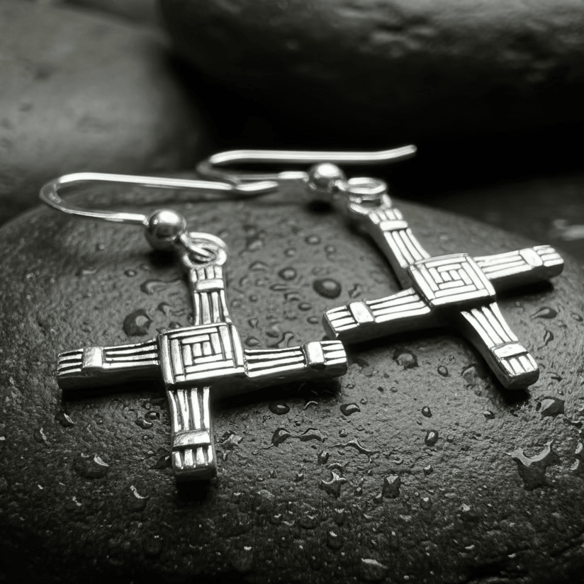 Ballyfarnan Irish Saint Bridget's Cross Earrings in Sterling Silver Dangle Earrings La Vie Bien Ballyfarnan Irish Saint Bridget's Cross Earrings in Sterling Silver