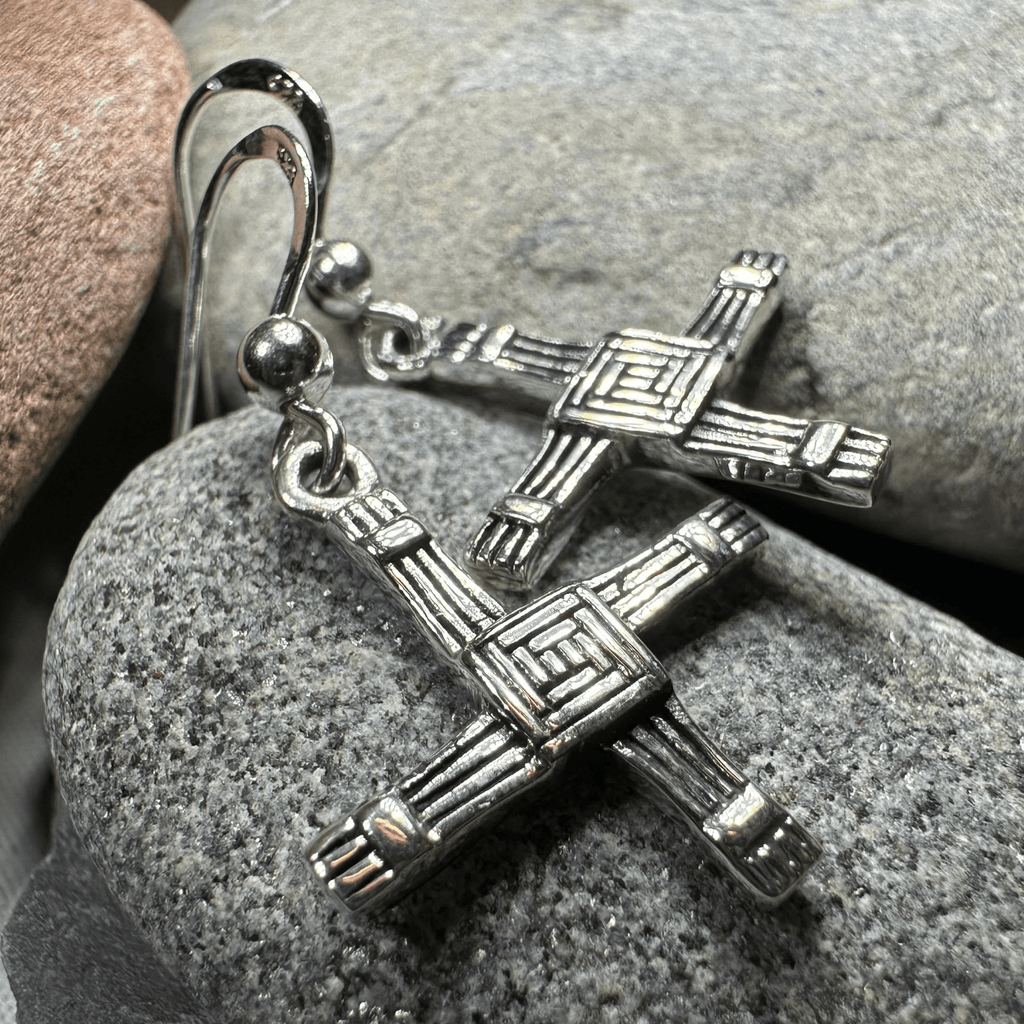 Ballyfarnan Irish Saint Bridget's Cross Earrings in Sterling Silver Dangle Earrings La Vie Bien Ballyfarnan Irish Saint Bridget's Cross Earrings in Sterling Silver