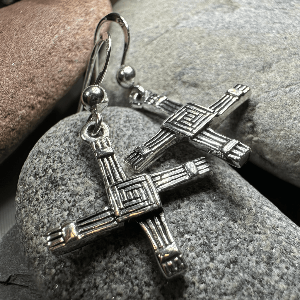 Ballyfarnan Irish Saint Bridget's Cross Earrings in Sterling Silver Dangle Earrings La Vie Bien Ballyfarnan Irish Saint Bridget's Cross Earrings in Sterling Silver
