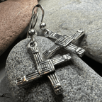 Ballyfarnan Irish Saint Bridget's Cross Earrings in Sterling Silver Dangle Earrings La Vie Bien Ballyfarnan Irish Saint Bridget's Cross Earrings in Sterling Silver