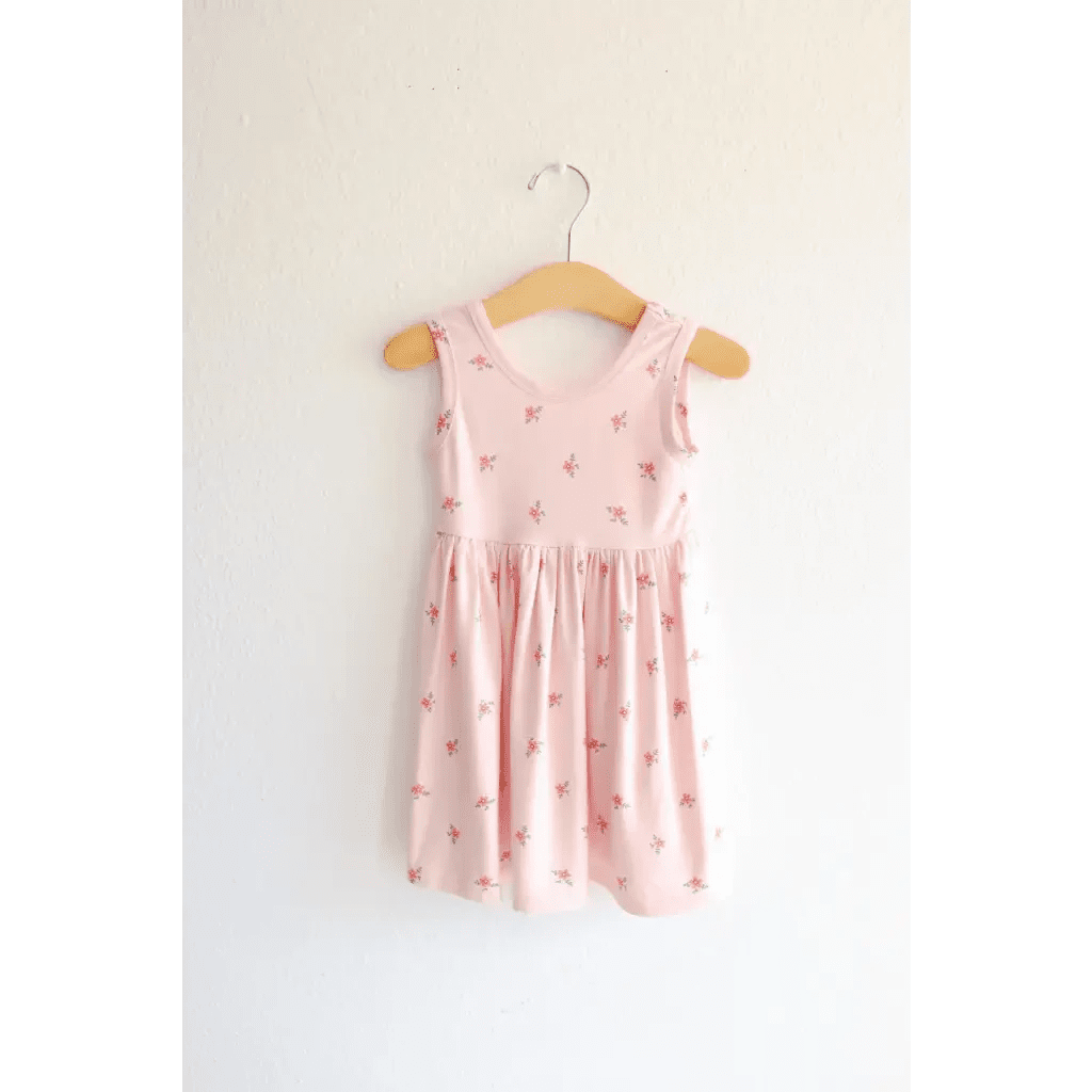 Bamboo Adventure Daisy Twirl Dress in Pink with Floral Print by Polished Prints