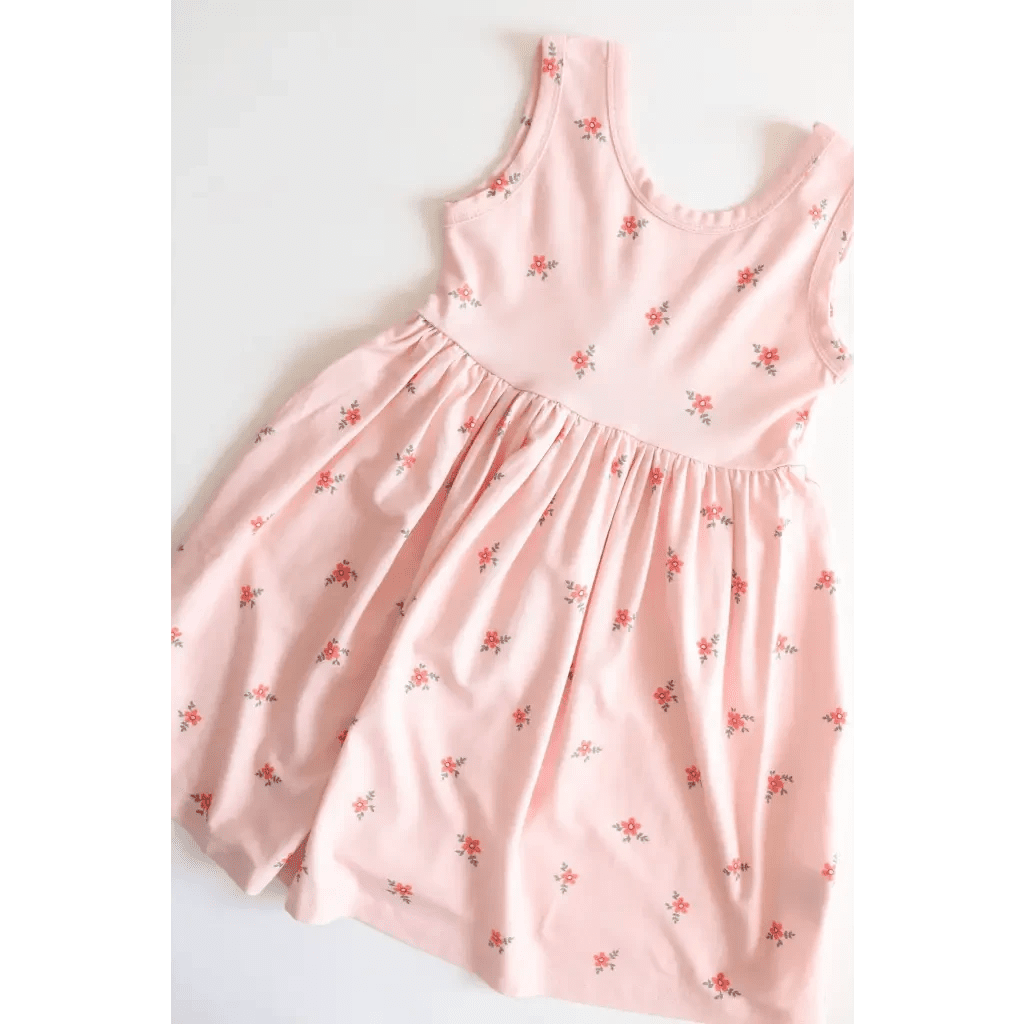 Bamboo Adventure Twirl Dress in Pink with Floral Prints by Polished Prints