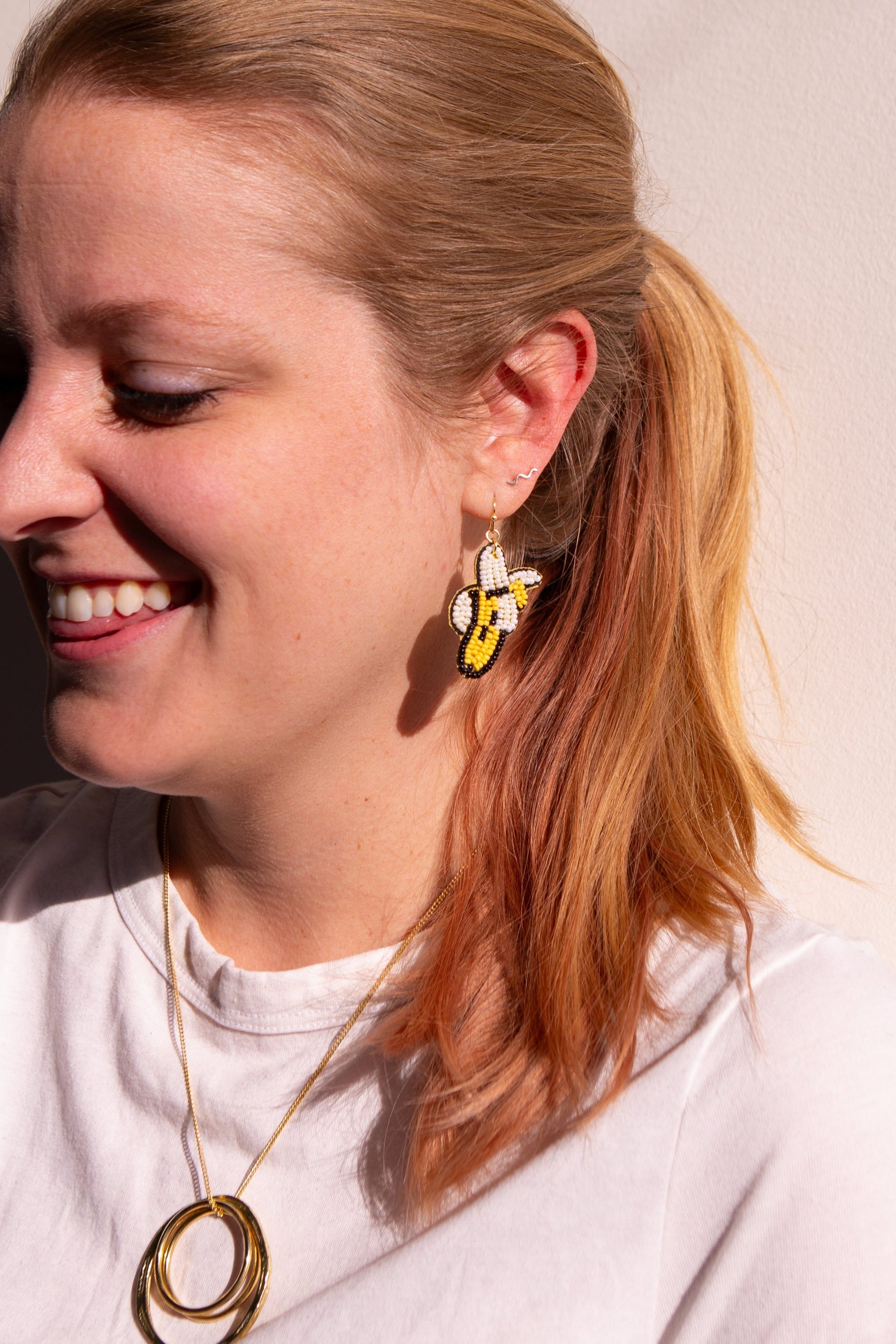 Beaded Fruit Earrings - Banana