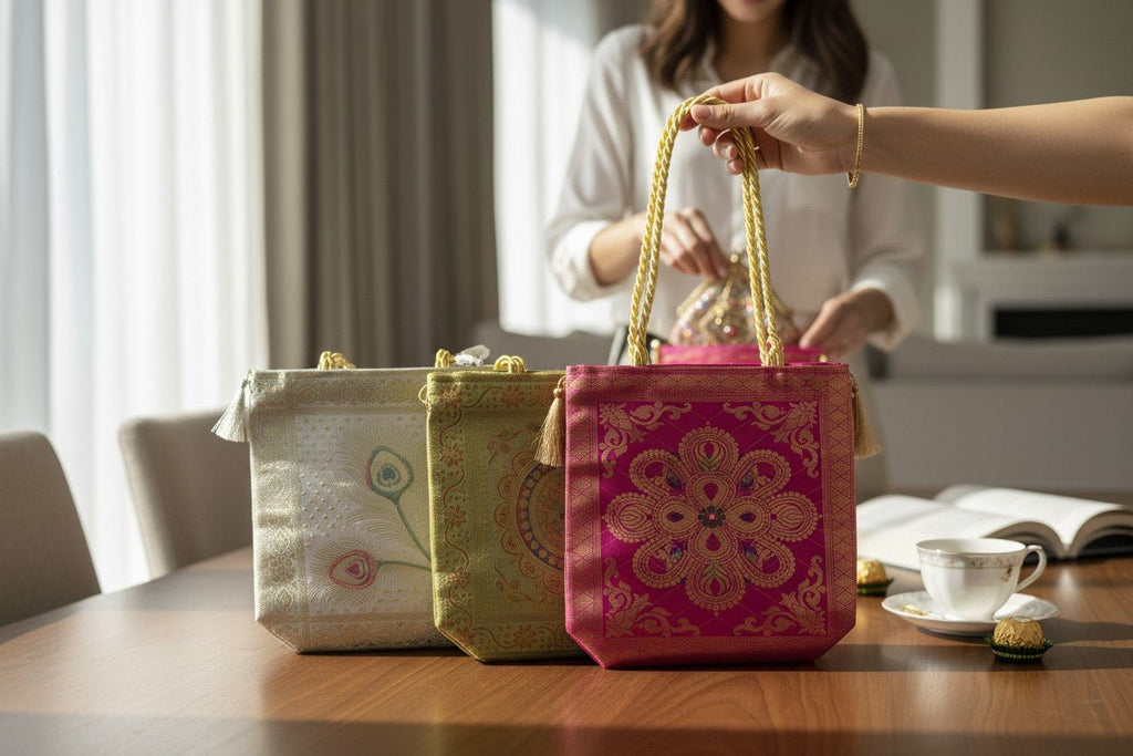 Banarasi Silk Bags with Zipper & Handle (Assorted) Traditional Gifts La Vie Bien Banarasi Silk Bags with Zipper & Handle (Assorted)
