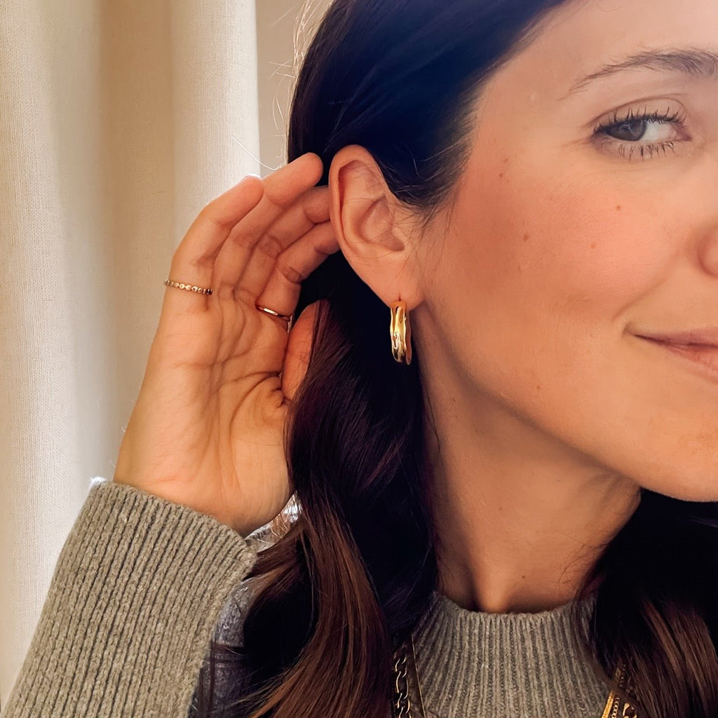 Bangle Rounded Huggie Hoop Earrings Earrings La Vie Bien Bangle Rounded Huggie Hoop Earrings