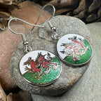 Bangor Welsh Dragon Enamel Earrings - Wales Gift Dangle Earrings La Vie Bien Bangor Welsh Dragon Enamel Earrings - Wales Gift
