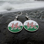 Bangor Welsh Dragon Enamel Earrings - Wales Gift Dangle Earrings La Vie Bien Bangor Welsh Dragon Enamel Earrings - Wales Gift