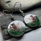 Bangor Welsh Dragon Enamel Earrings - Wales Gift Dangle Earrings La Vie Bien Bangor Welsh Dragon Enamel Earrings - Wales Gift
