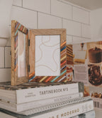 Banka Mundi 4x6 Multicolor Double Picture Frame - Bone, Wood HME stock line La Vie Bien Banka Mundi 4x6 Multicolor Double Picture Frame - Bone, Wood