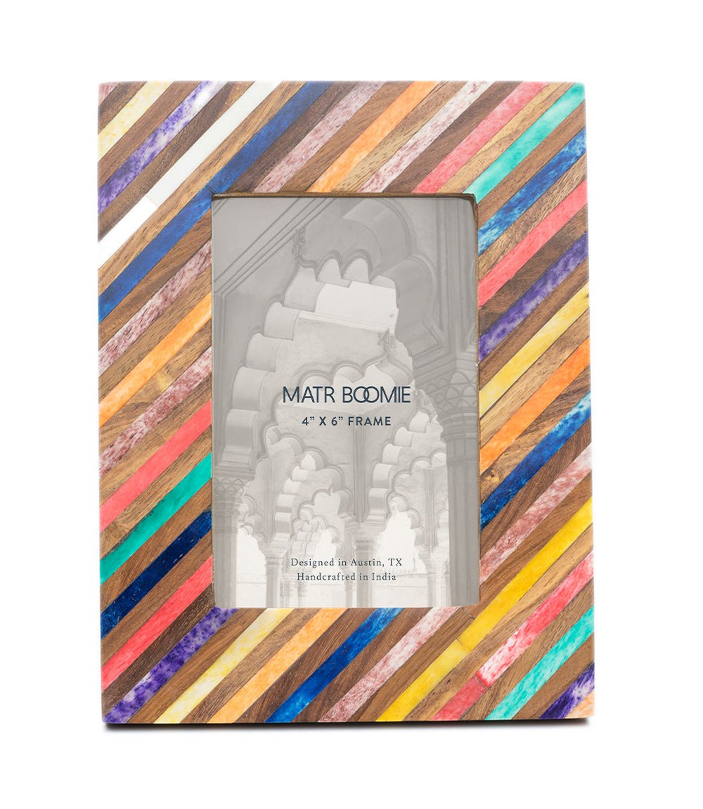 Banka Mundi 4x6 Multicolor Picture Frame - Bone, Wood Handmade HME stock line La Vie Bien Banka Mundi 4x6 Multicolor Picture Frame - Bone, Wood Handmade