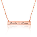 Bar Necklace With Engraved Heart And Names