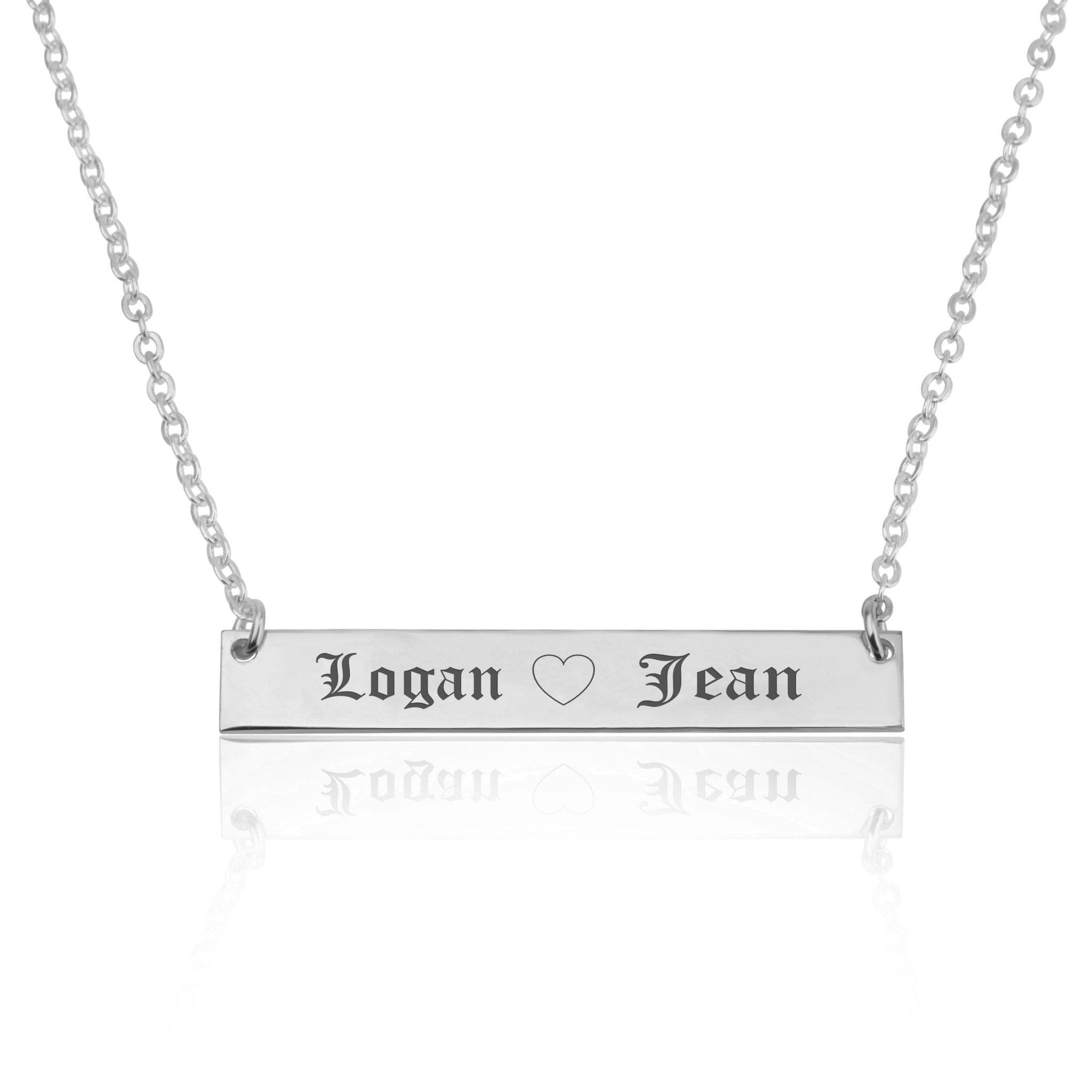Bar Necklace With Engraved Heart And Names La Vie Bien Bar Necklace With Engraved Heart And Names