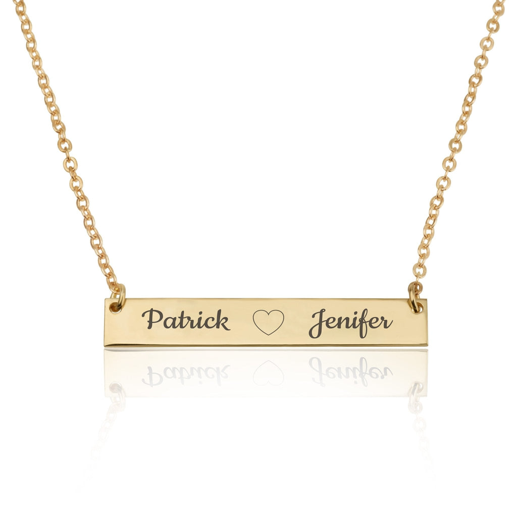 Bar Necklace With Engraved Heart And Names La Vie Bien Bar Necklace With Engraved Heart And Names