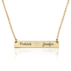 Bar Necklace With Engraved Heart And Names La Vie Bien Bar Necklace With Engraved Heart And Names