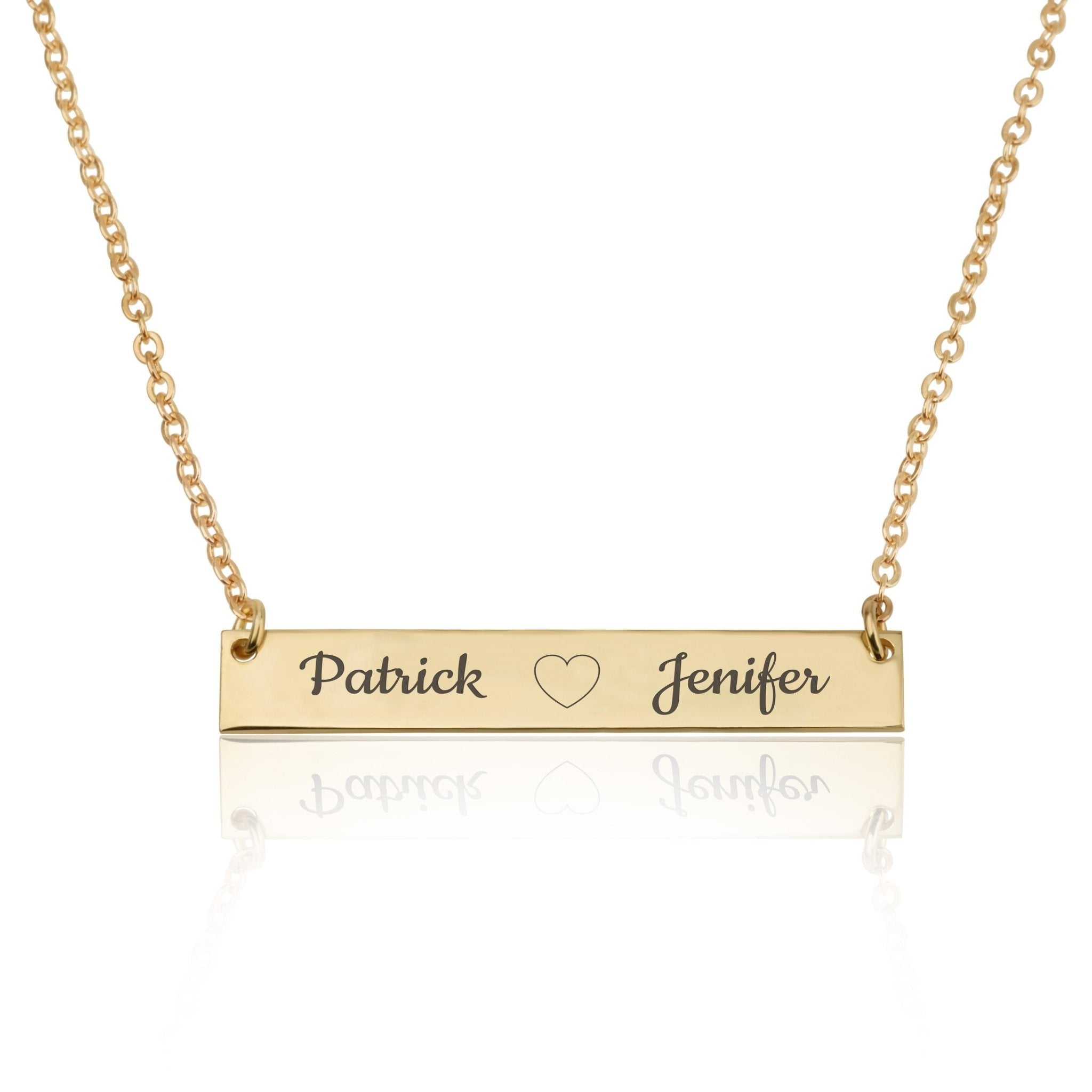 Bar Necklace With Engraved Heart And Names La Vie Bien Bar Necklace With Engraved Heart And Names