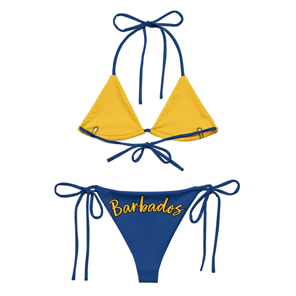 Barbados Flag All - Over Print Recycled String Bikini All - Over Print Recycled String Bikini La Vie Bien Barbados Flag All - Over Print Recycled String Bikini