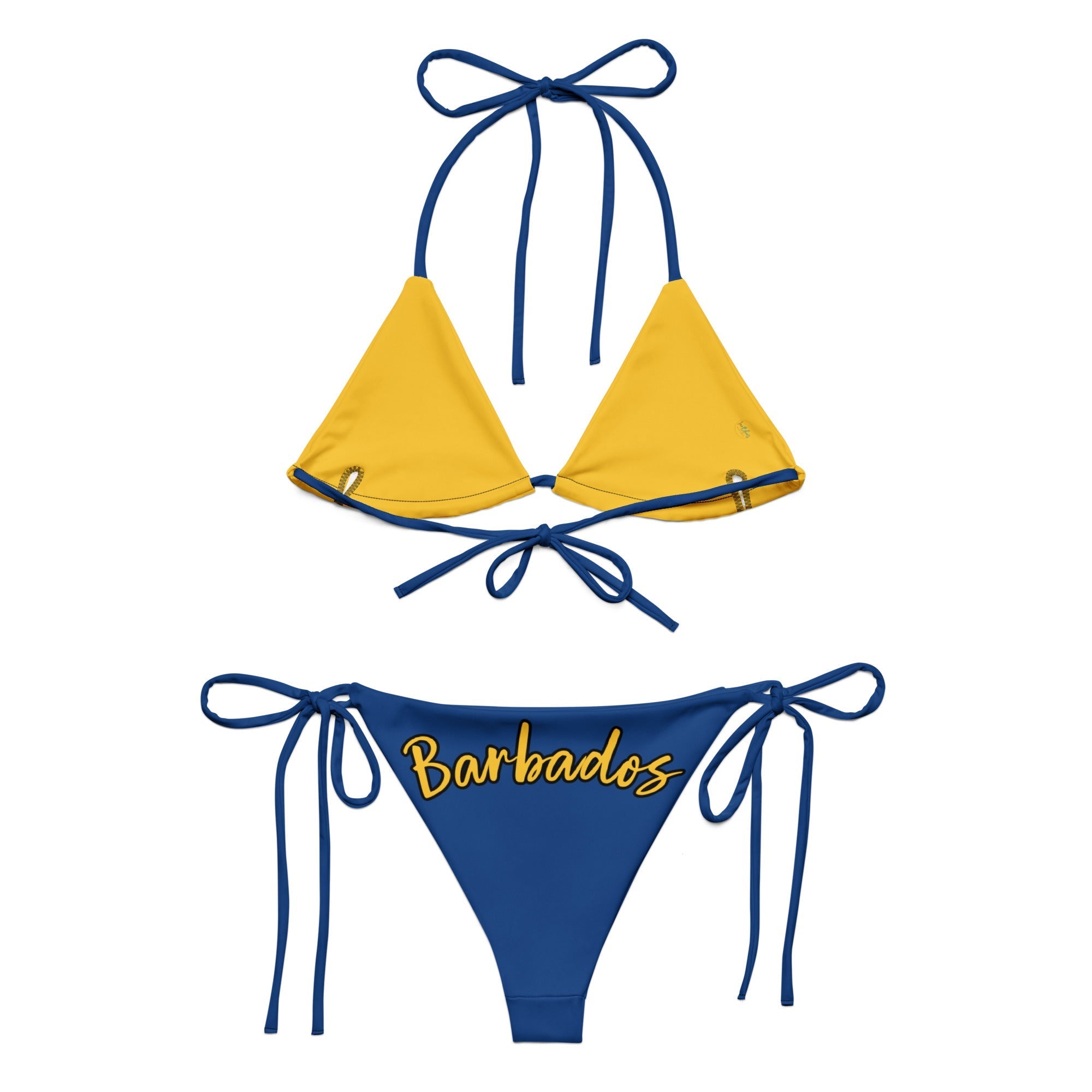 Barbados Flag All - Over Print Recycled String Bikini All - Over Print Recycled String Bikini La Vie Bien Barbados Flag All - Over Print Recycled String Bikini