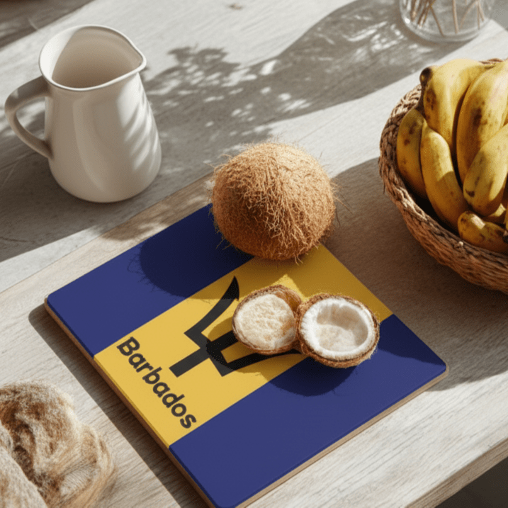 Barbados Flag Glass Cutting Board Glass Cutting Board La Vie Bien Barbados Flag Glass Cutting Board