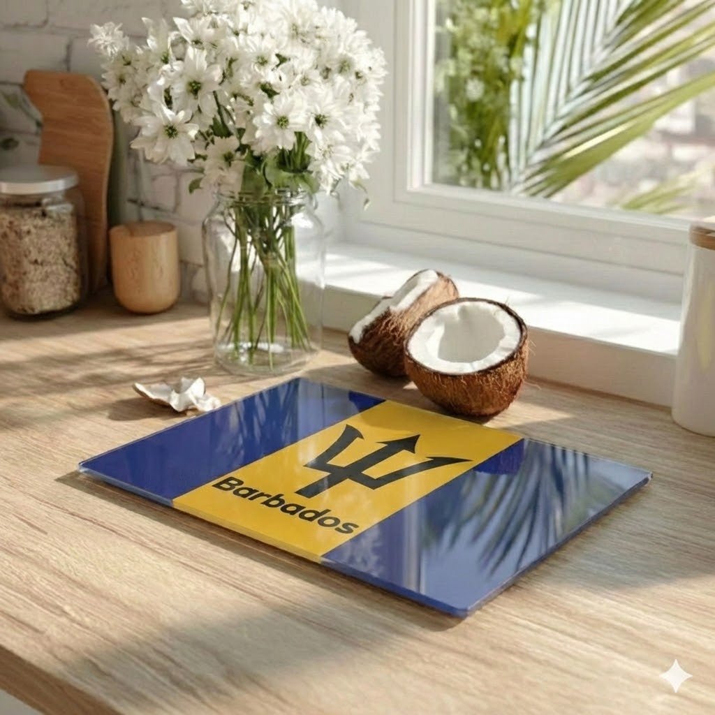 Barbados Flag Glass Cutting Board Glass Cutting Board La Vie Bien Barbados Flag Glass Cutting Board