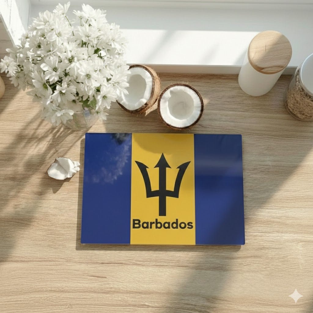 Barbados Flag Glass Cutting Board Glass Cutting Board La Vie Bien Barbados Flag Glass Cutting Board