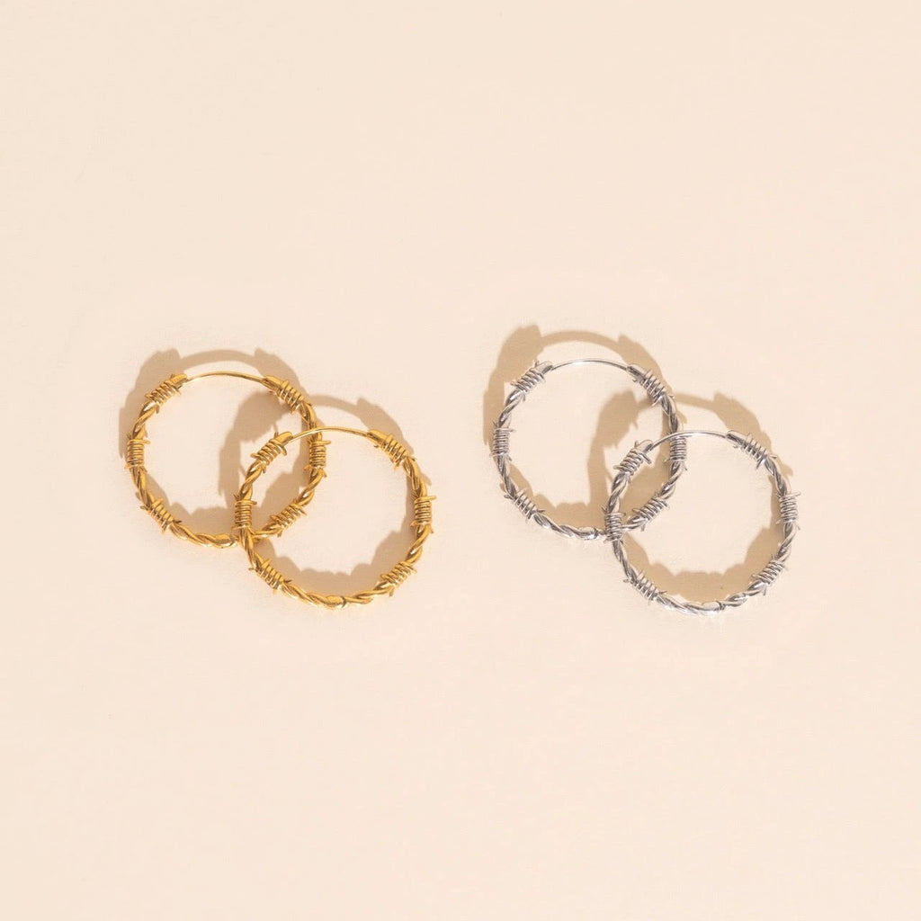 Barbed Wire Huggie Hoop Earrings by Oh Clementine
