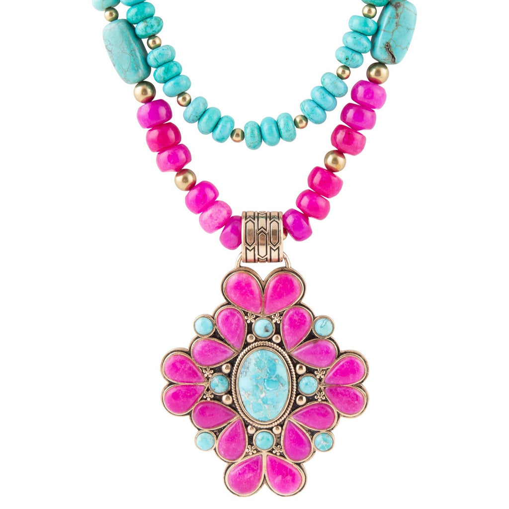Barcelona Pink Agate Cross Golden Pendant Necklace Necklaces La Vie Bien Barcelona Pink Agate Cross Golden Pendant Necklace