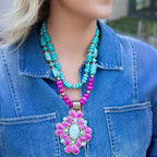 Barcelona Pink Agate Cross Golden Pendant Necklace Necklaces La Vie Bien Barcelona Pink Agate Cross Golden Pendant Necklace