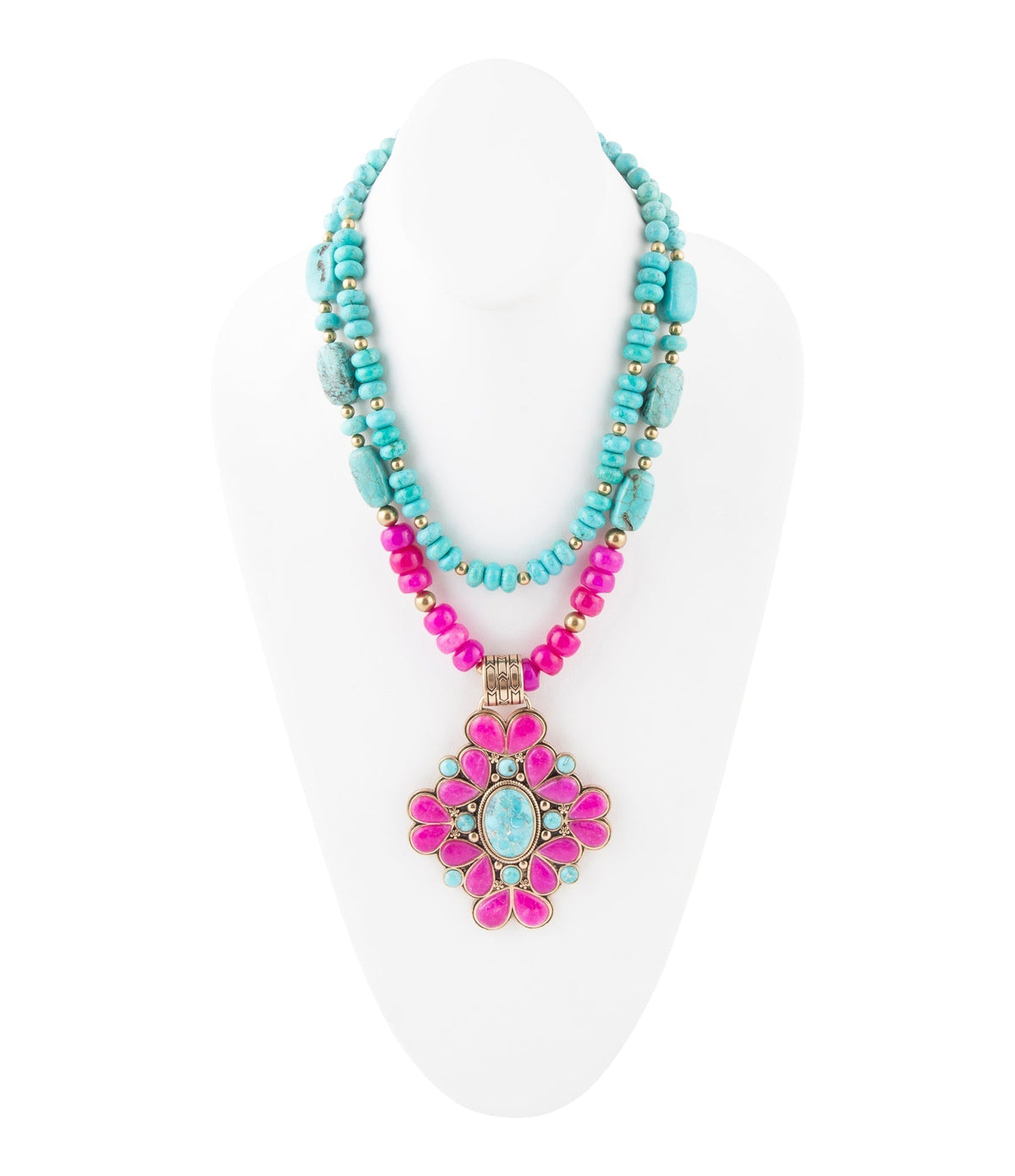 Barcelona Pink Agate Cross Golden Pendant Necklace Necklaces La Vie Bien Barcelona Pink Agate Cross Golden Pendant Necklace