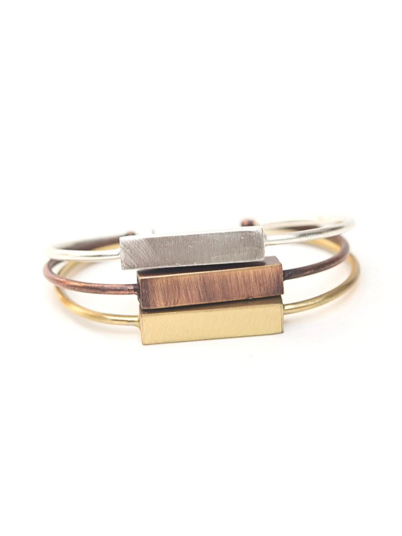 Bar Brushed Metal Cuff by Fair Anita