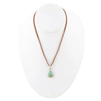 Basic Turquoise and Sterling Silver Pendant Leather Necklace by Barse Jewelry