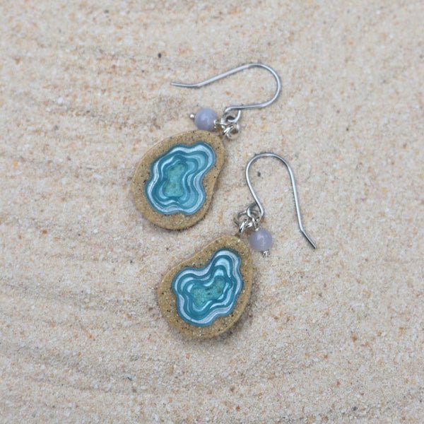 Basin Drop Earrings – Aqua & Ultramarine Resin with Agate La Vie Bien Basin Drop Earrings – Aqua & Ultramarine Resin with Agate