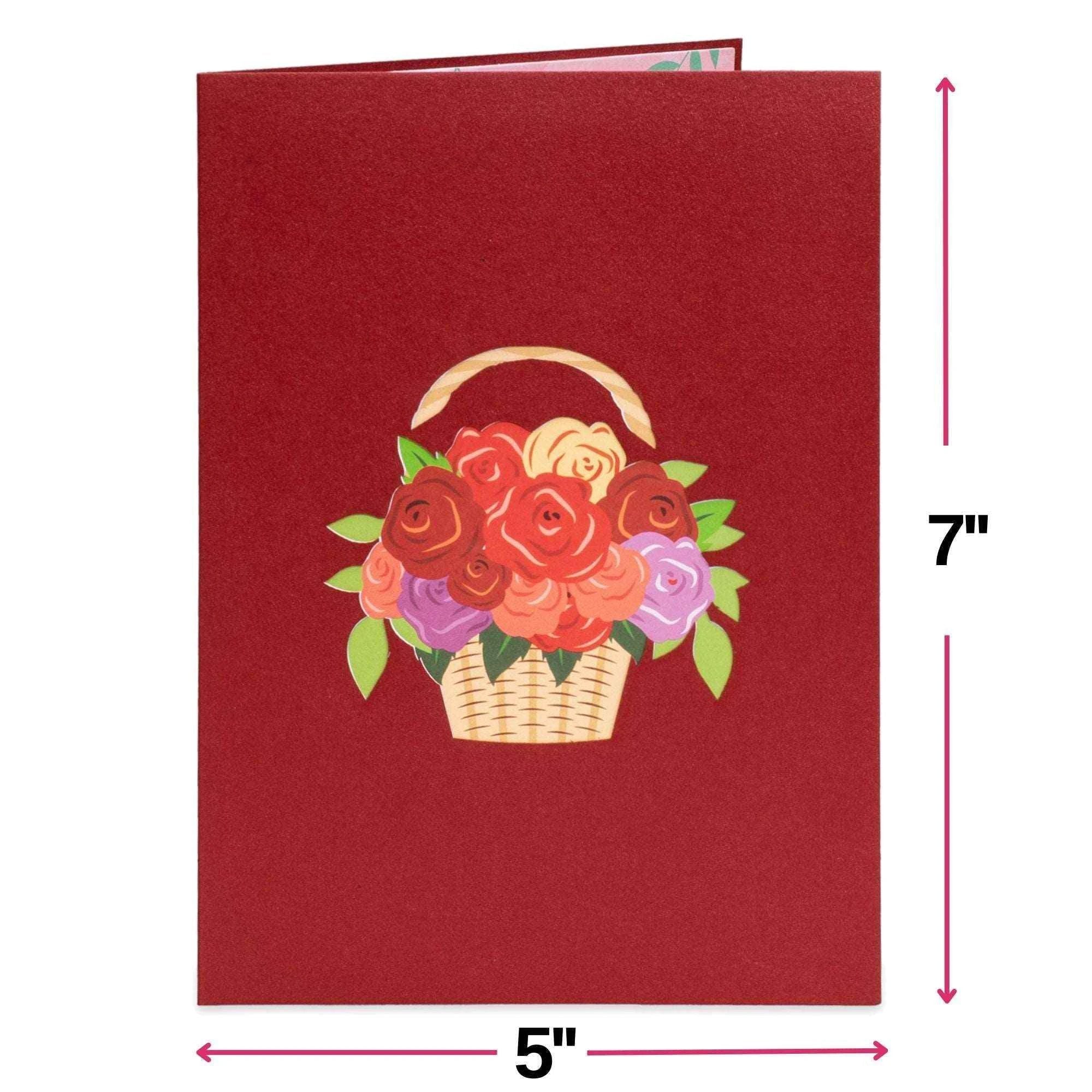 Basket of Roses Pop Up Card - 5"x7" by Paper Love