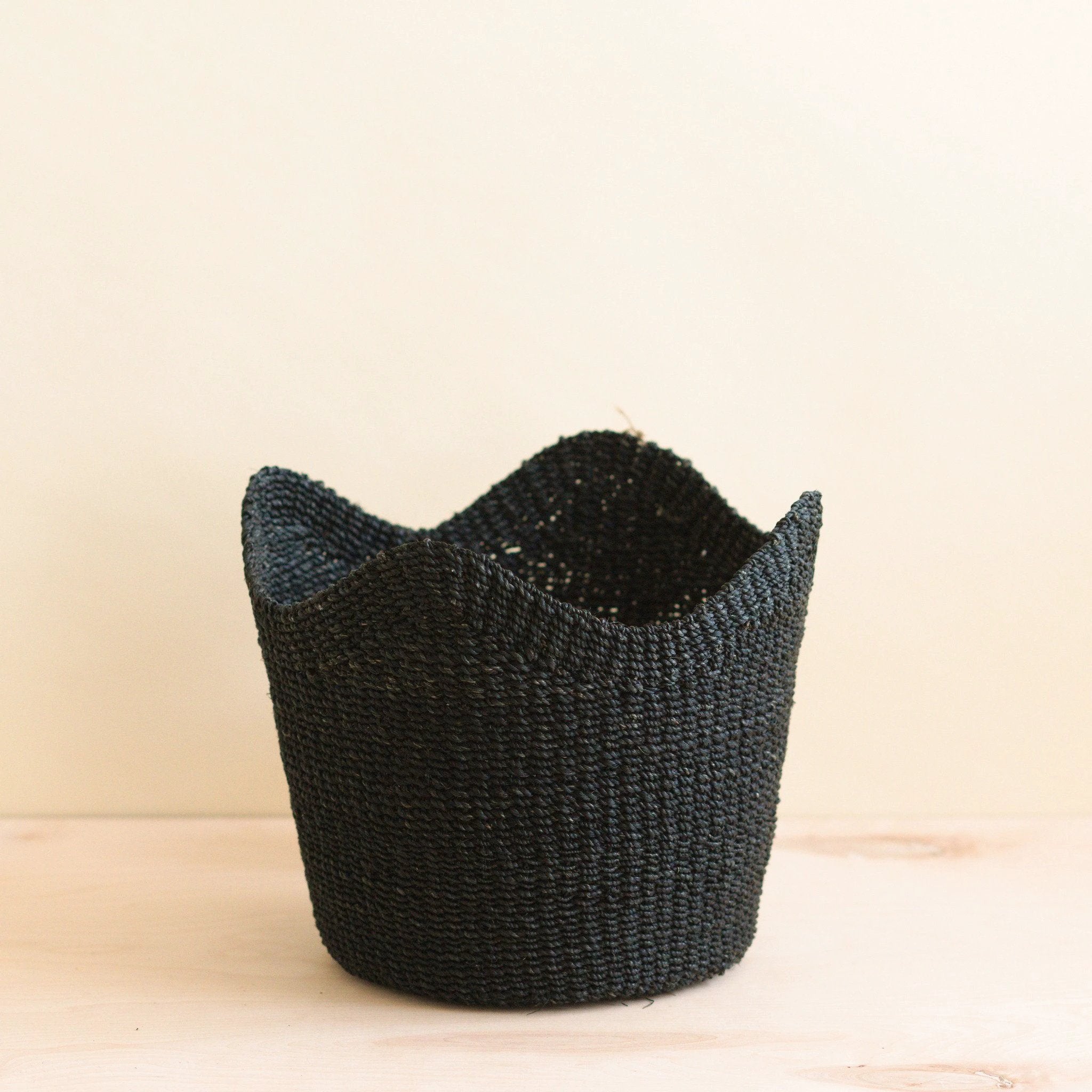 Black Scallop Basket - Handwoven Basket | LIKHÂ by LIKHÂ