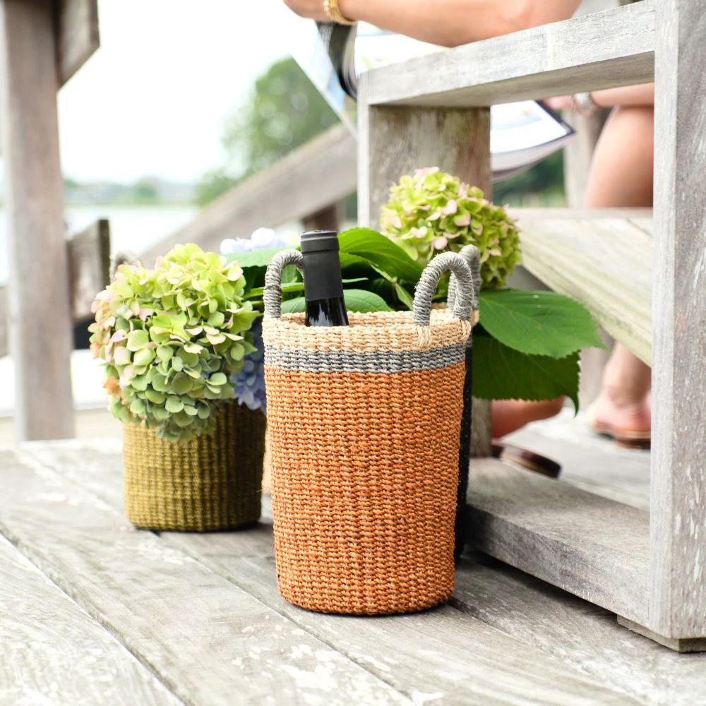 Coral Wicker Basket Vase - Decorative Basket | LIKHÂ by LIKHÂ