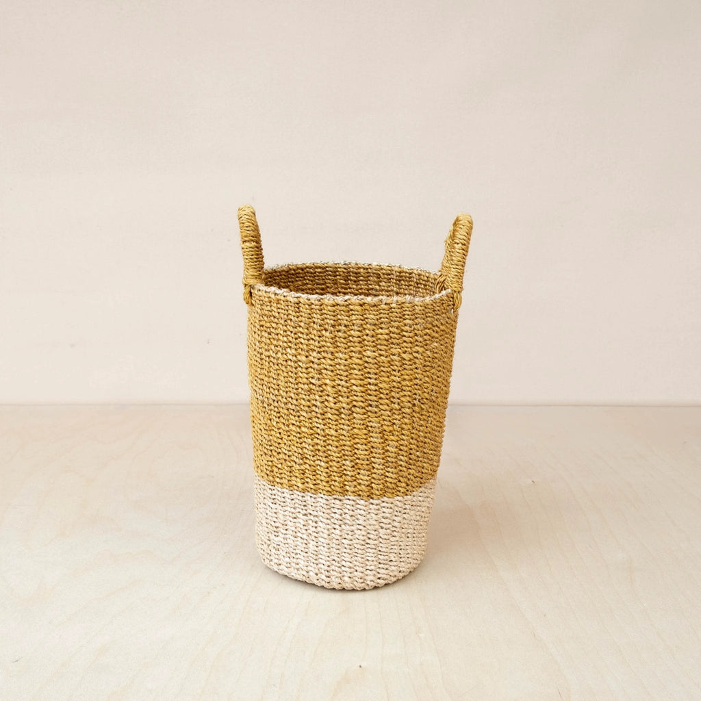 Mustard Tall Woven Basket Vase - Wicker Basket | LIKHÂ by LIKHÂ