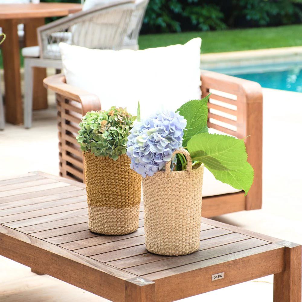 Mustard Tall Woven Basket Vase - Wicker Basket | LIKHÂ by LIKHÂ