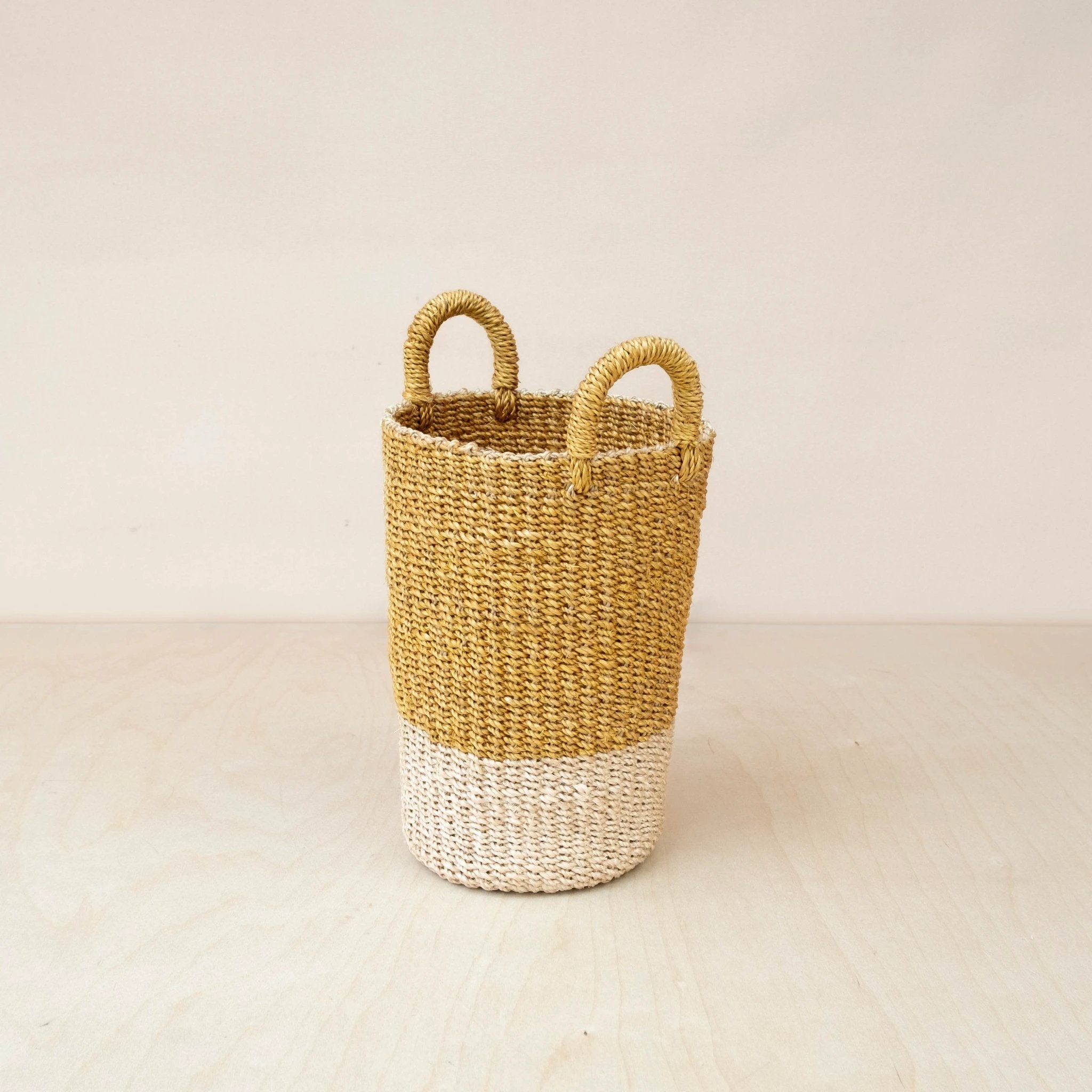 Mustard Tall Woven Basket Vase - Wicker Basket | LIKHÂ by LIKHÂ
