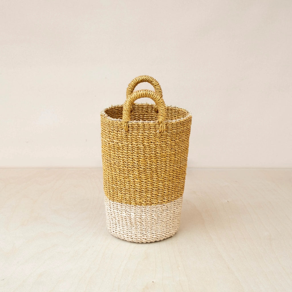 Mustard Tall Woven Basket Vase - Wicker Basket | LIKHÂ by LIKHÂ