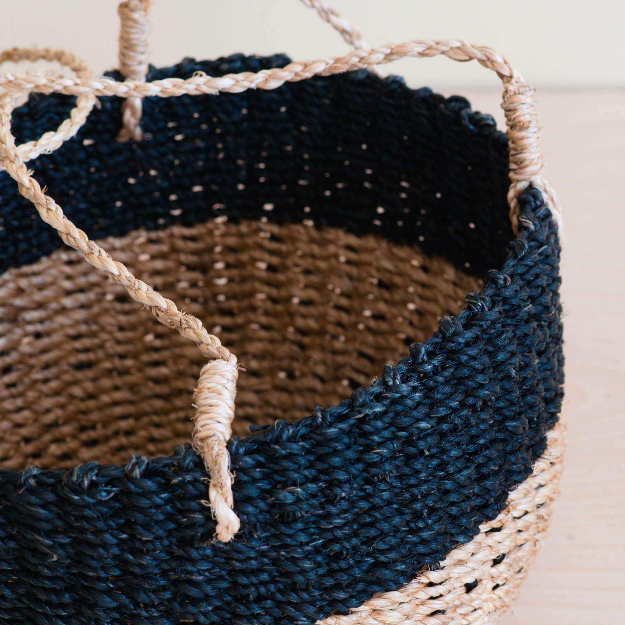 Natural + Black Colorblock Hanging Planter - Hanging Basket | LIKHÂ