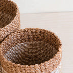 Natural + Brown Tabletop Bins Set of 2 - Wicker Baskets | LIKHÂ by LIKHÂ