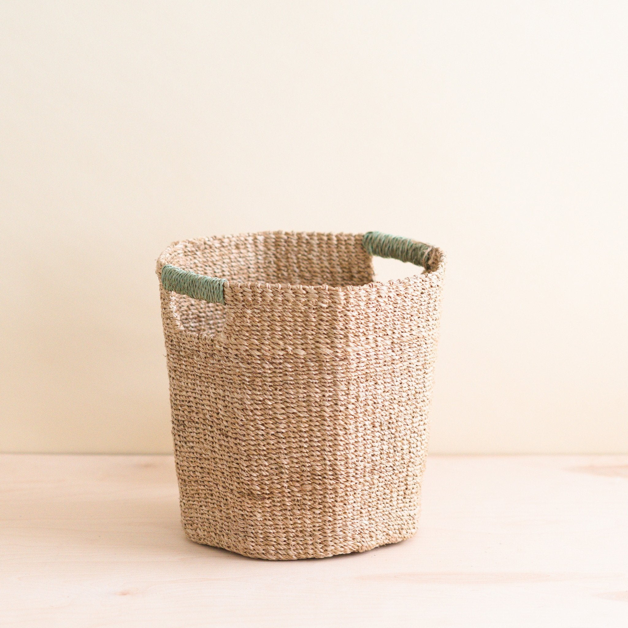 Natural Octagon Basket with Sage Handle - Octagon Basket | LIKHÂ by LIKHÂ