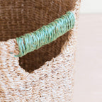 Natural Octagon Basket with Sage Handle - Octagon Basket | LIKHÂ by LIKHÂ