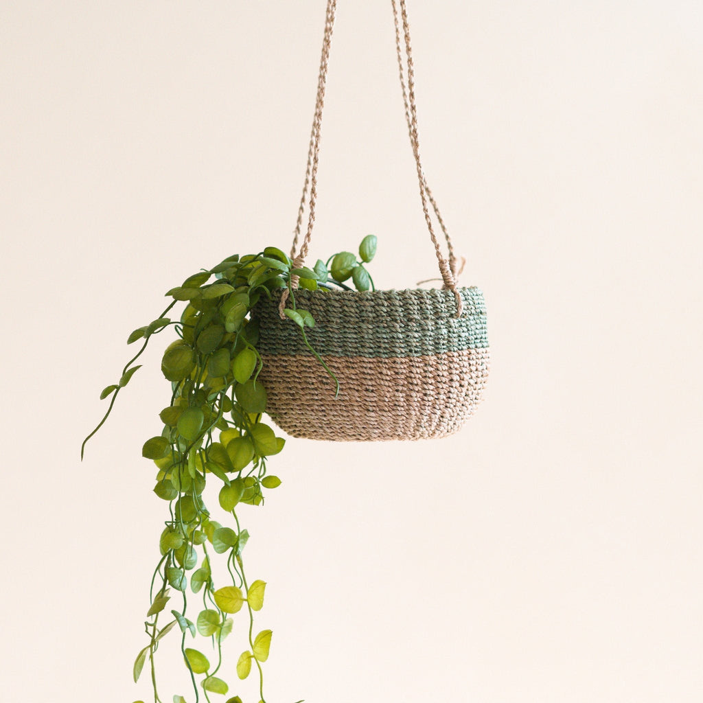 Natural + Sage Hanging Planter - Hanging Bin | LIKHÂ